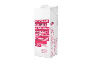 Молочный коктейль со вкусом клубники 1.5% БМК 1000гр, ТВА edge