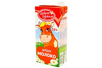 Молоко 3,2% ТБА 950гр. Добрая Буренка