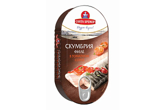 Скумбрия филе в томатном соусе 175гр ж/б "Санта Бремор" 