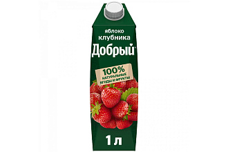 Сок Добрый Яблоко Клубника 1 л.
